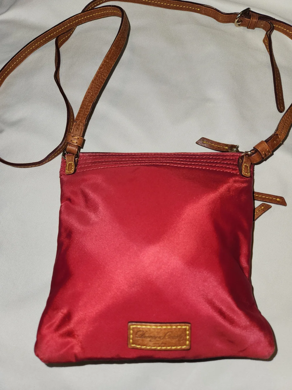 Dooney And Burke  Red Crossbody Bag with Dual Zip Pockets